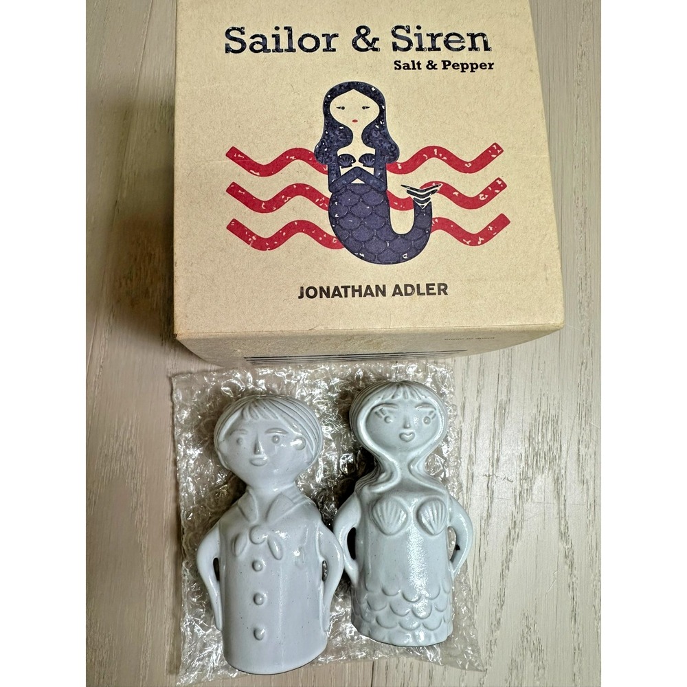Jonathan Adler Sailor & Siren Salt and Pepper Shaker Set Stoneware Collectible
